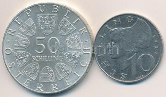 Ausztria 1978. 50Sch Ag "Franz Schubert" + 1997. 10Sch Cu-Ni-Zn T:2 ph. Austria 1978. 50 S...
