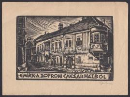 Sterbenz Károly (1901-1993): Emlék a soproni Caesar házból. Linó, papír, jelzett, 9x13 cm