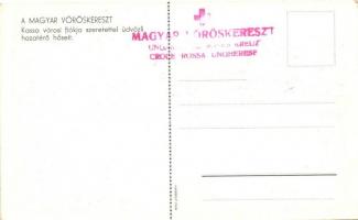 Kassa, Főtér részletek, katonai emlékmű; hátoldalon Vöröskereszt pecsét / multi-view with military m...