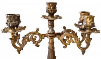 Díszes fém gyertyatartó, m: 29 cm