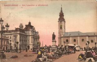 Nagyvárad, Oradea; Szent László tér, piac. Kiadja Neumann Vilmos / square, market place