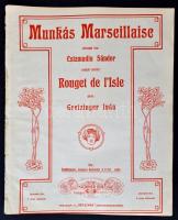 cca 1919 Munkásmozgalmi dalok kottái: Proletárhymnus, Internationale, Munkás Marseillaise, 3 db