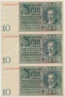 Németország / Weimari Köztársaság 1929. 10M (3x) sorszámkövetők T:I Germany / Weimar Republic 1929. 10 Mark (3x) sequential serials C:UNC