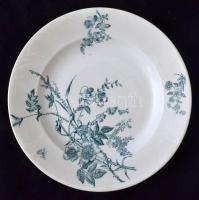 6 db porcelán tányér (1 db lapos, 5 db mély), matricás, jelzettek, kopásnyomokkal, d: 20,5 cm