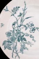 6 db porcelán tányér (1 db lapos, 5 db mély), matricás, jelzettek, kopásnyomokkal, d: 20,5 cm