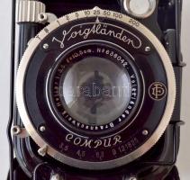 Voigtländer Bergheil 9x12 kamera. Lemezes. Hellar 1:3,5  objektívvel, hozzá 5 kazettával, eredeti bő...