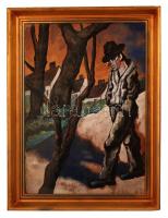 Scheiber Hugó  (1873-1950): Csavargó. Vegyes technika, papír, jelzés nélkül, üvegezett keretben, (sz...