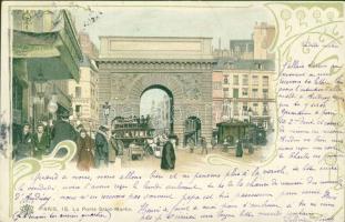 Paris, Saint Martin Gate; Art Nouveau, litho (EK)