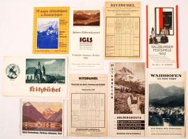 cca 1920-40 Vegyes, osztrák turisztikai kiadványok, magyar és német nyelven,  különböző méretben és ...