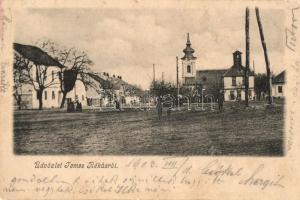 Temesrékas, Recas; főtér, templom / main square, church