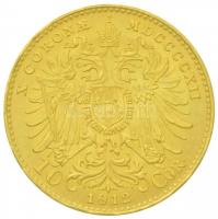 Ausztria 1912. 10K Au "Ferenc József" utánveret (3.39g/0.900) T:1-,2 Austria 1912. 10 Coro...