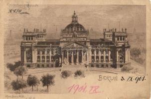 Berlin, Reichstaggebaude, etching s: H. Thiele (small tear)