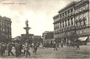 Budapest VIII. Kálvin tér, gyógyszertár, villamos, szökőkút