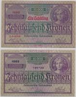 Ausztria 1924. 10.000K (2x) egyik Ein Schilling felülbélyegzéssel T:III Austria 1924. 10.000 Kronen (2x) one with Ein Schilling overprint C:F