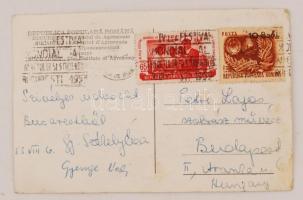 1953 Gy. Székely Éva és Gyenge Valéria olimpia bajnok úszónők aláírt levelezőlapja