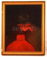 Nagy Zsigmond (1872-1932): Cigaretta gyújtás. Olaj, vászon, jelzett, keretben hibás, 70×55 cm