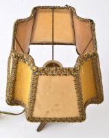 Réz asztali lámpa, burája foltos, nem működik,  m:29 cm