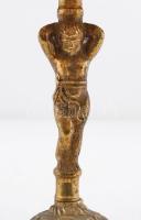 Réz asztali lámpa, burája foltos, nem működik,  m:29 cm