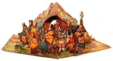 cca 1950 Húsvéti nyulas kihajthatós könyvecske