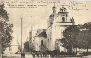 Sambir, Sambor; Ul. Mickiewicza / street, church (EB)