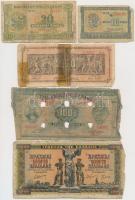 Görögország 1927-1944. 10D-5000D (5xklf) bankjegy tétel T:III-,IV egyik restaurált Greece 1927-1944. 10 Drachmal - 5000 Drachmal (5xdiff) banknote C:VG,G