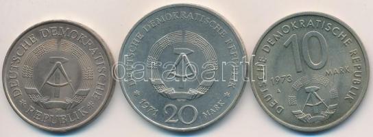 NDK 1969. 5M + 1971A 20M Cu-Ni "Heinrich Mann" + 1973A 10M Cu-Ni "10. Ifjúsági Játéko...