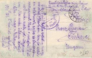 1916 Az SMS Erzherzog Friedrich fedélzeti ágyúi; hátoldalon romantikus üzenet  / K.u.K. Kriegsmarine...