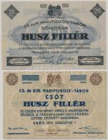 Somorja / Hadifogolytábor 1916. január 15. 20f + Csót / Hadifogolytábor 1916. augusztus 1. 20f számo...