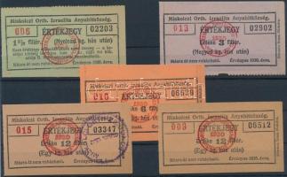 Miskolc 1925-1940. "Miskolczi Orthodox Izraelita Hitközség" 33db vágatási bárca és értékje...