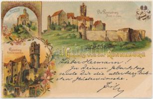 2 × Nürnberg Velten's Künstler-Postkarte, 1 × Ronneburg - 3 db régi litho képeslap / 3 pre-1904...