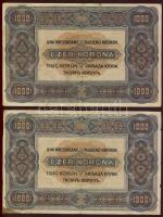 1920. 1000K 2klf variáns barna, ill. piros sor- és sorozatszámokkal T:3