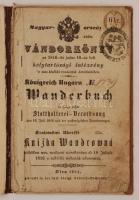 1854 Trencséni izraelita vallású varga legény vándorkönyve, megviselt állapotban, sok bejegyzéssel