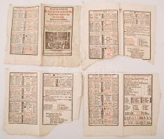 1844 Magyar.országi kalendáriom. Az első félév, két oldalon a szöveget is érintő hiány.