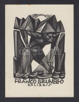 Tranquillo Marangoni (1912-1992): Ex libris Franco Brunello. Fametszet, papír, jelzett a dúcon, 8×6 cm