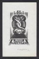 François Rohmer (1905-1997): Ex libris Louis Maechler. Fametszet, papír, jelzett, 8×5 cm