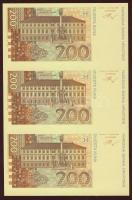Horvátország 1993. 200K hátlapi nyomat teljes, előlapon részleges fázisnyomat, 3-as függőleges csíkban T:I