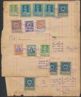 Forgalmi adó könyv lapjai kb. 380 db forgalmi adó bélyeggel 1922-1927