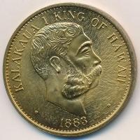 Hawaii 1883. 1D I. Kalakaua aranyozott fém replika T:2 Hawaii 1883. 1 Dollar Kalakaua I. gold plated replica C:XF