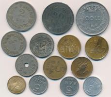 Románia 1906-1975. 1b-100L 14db-os fémpénz tétel T:2,2-,3 Romania 1906-1975. 1 Ban - 100 Lei 14pcs of metal coins C:XF,VF,F