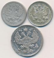 Orosz Birodalom 1882. 10k Ag + 1915BC 10k Ag + 1913BC 20k Ag T:2-3 ph. 
Russian Empire 1882. 10 Kop...