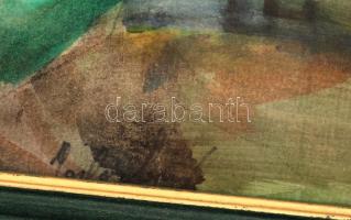 Iglay József (1905-1980): Eső után, akvarell, papír, jelzett, üvegezett fa keretben, 33,5×40 cm