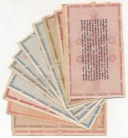 1946. 13db-os vegyes magyar adópengő bankjegy tétel, közte fordított címeres, sorozat- és sorszám né...