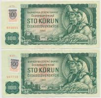 Csehszlovákia 1961. 100K (5x) cseh felülbélyegzéssel T:III 
Czechoslovakia 1961. 100 Korun (5x) wit...