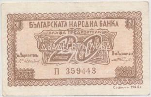 Bulgária 1944. 20L T:II- Bulgaria 1944. 20 Leva C:VF Krause 68.b