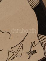 Szász jelzéssel: Arc. Tus, papír, 9×8 cm