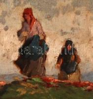 Rákosi Uitz János (1887-?):  Parasztasszonyok. Olaj, karton, jelzett, keretben, 23×34 cm
