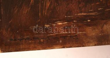 Gyarmati Ferenc (?-?): Pecázó. Olaj, karton, jelzett, 24×34 cm