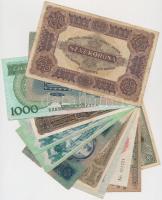 12db-os (11xklf) vegyes magyar korona, pengő és forint bankjegy, köztük ragasztottak is T:III