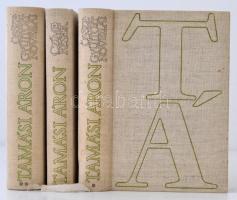 Tamási Áron: Tamási Áron Összegyűjtött Novellái I-II + Czímeresek. Tamási Áron Válogatott Művei 3.,4.,5. Budapest, 1967, Szépirodalmi Könyvkiadó. Kiadói egészvászon kötés, 608+752+492 p. A kiadói papírborítója hiányzik.
