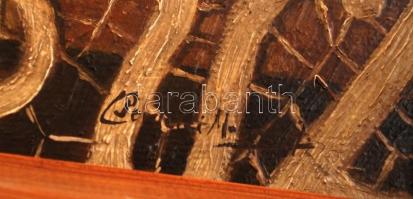 Olvashatatlan jelzéssel: Virágcsendélet. Olaj, karton, keretben,  40×31 cm